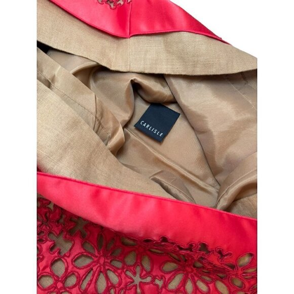 Carlisle Dress Red Lace Floral Overlay Italian Linen Sleeveless Size 2 Women - Picture 9 of 10